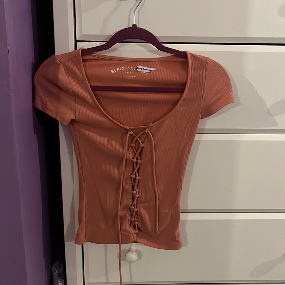 Pink low cut shirt